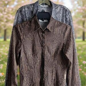 🟣3/$25🟣S🐆San Francisco animal print demi-sheer button down 2 shirts